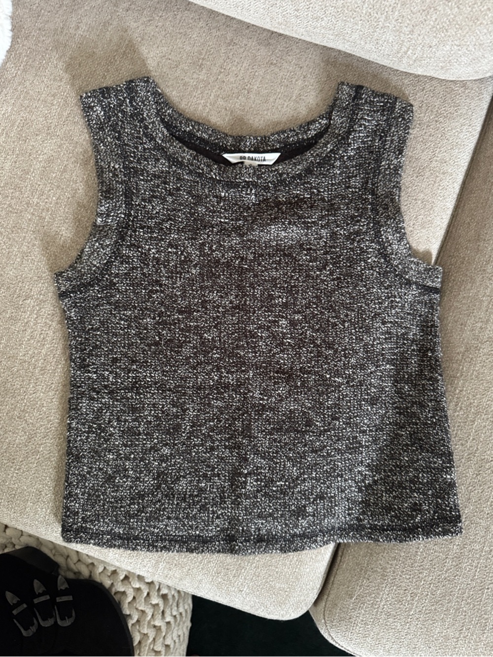 BB Dakota Marled Knit Tank Top - Black & Gray